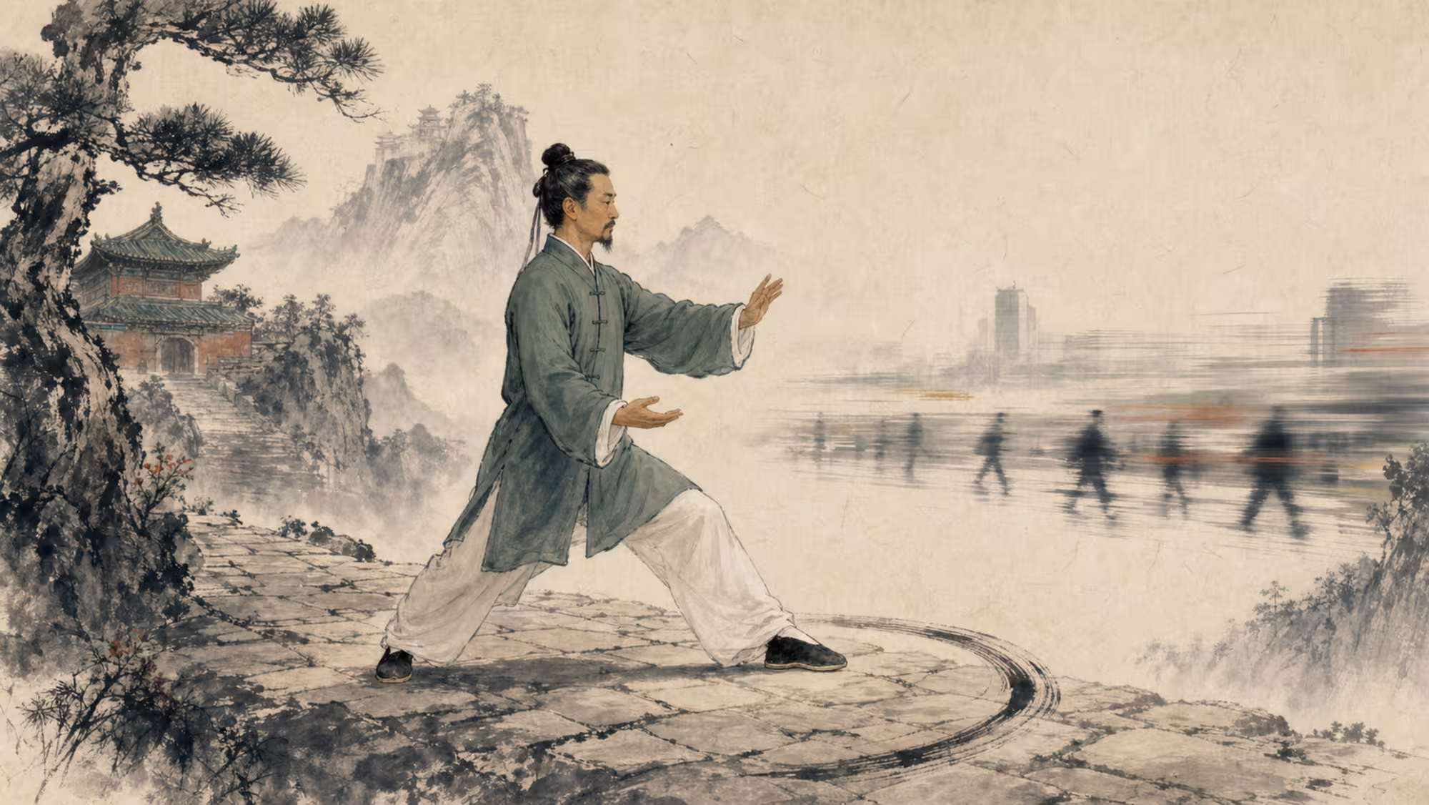 Tai Chi Walking ist ein langsamer Schritt durch einen schnellen Trend